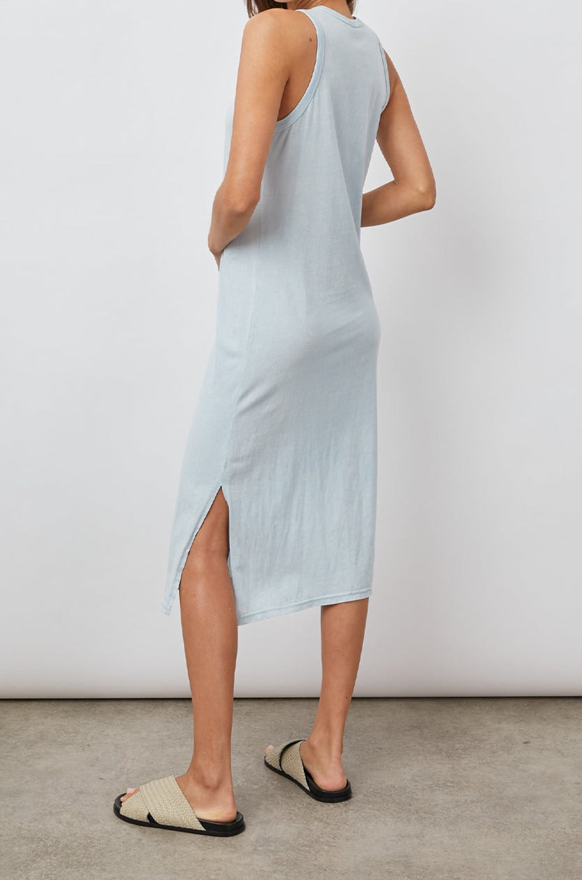 THE TANK DRESS SMOKE BLUE ACID WASH DRESS-SIDE ANGLE