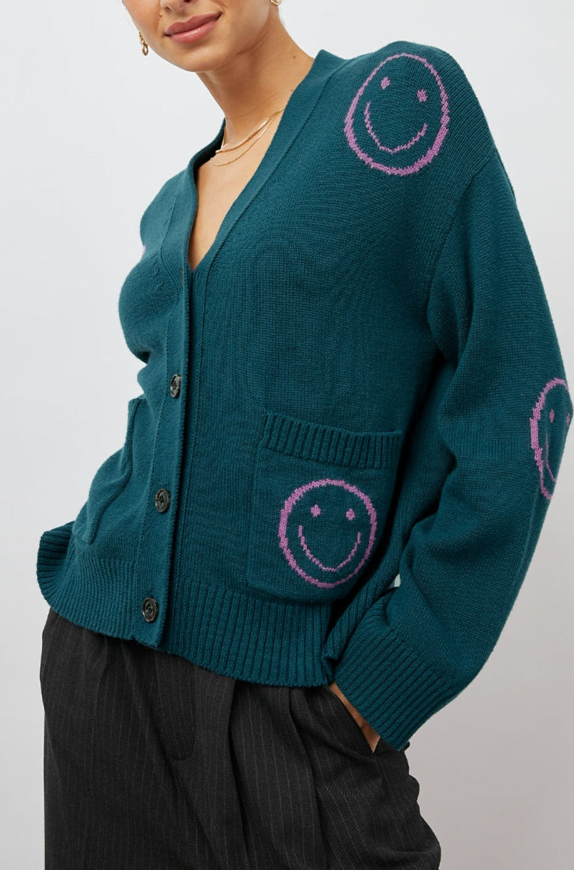 REESE FOREST SMILIES CARDIGAN- FRONT