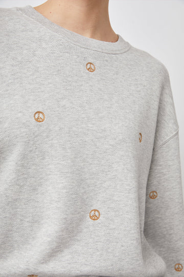 RAMONA HEATHER GREY PEACE SIGNS SWEATER-DETAIL