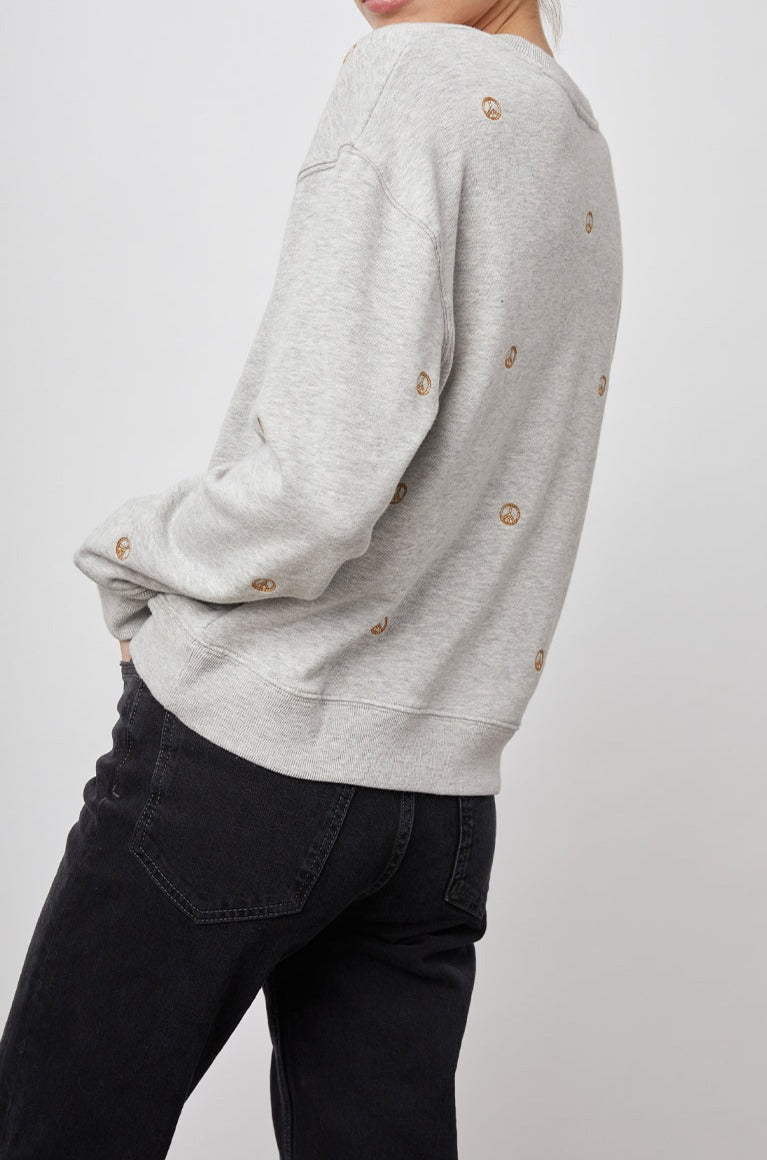 RAMONA HEATHER GREY PEACE SIGNS SWEATER-BACK ANGLE