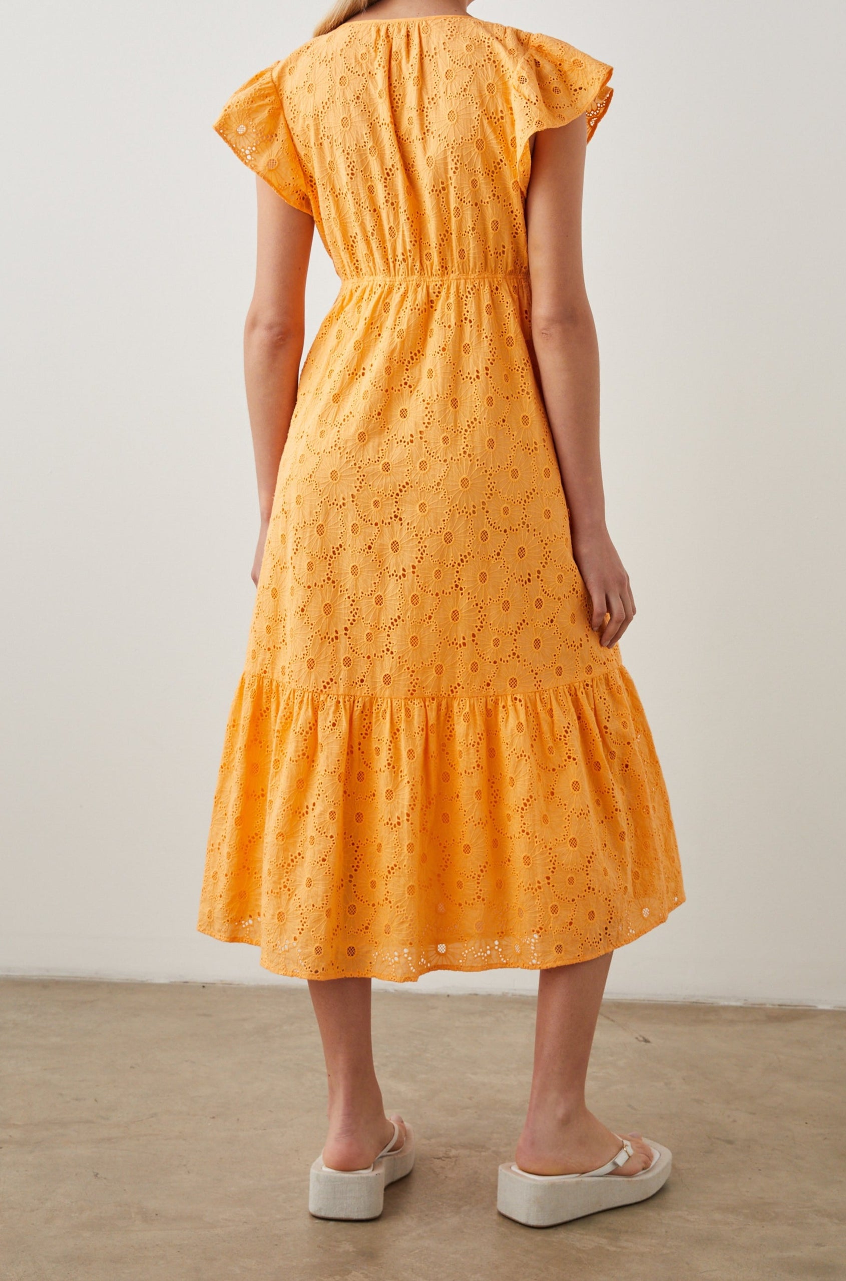 TINA DRESS MARIGOLD EYELET - BACK