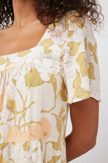VALENTINA CITRUS FLORAL DRESS- FRONT DETAIL
