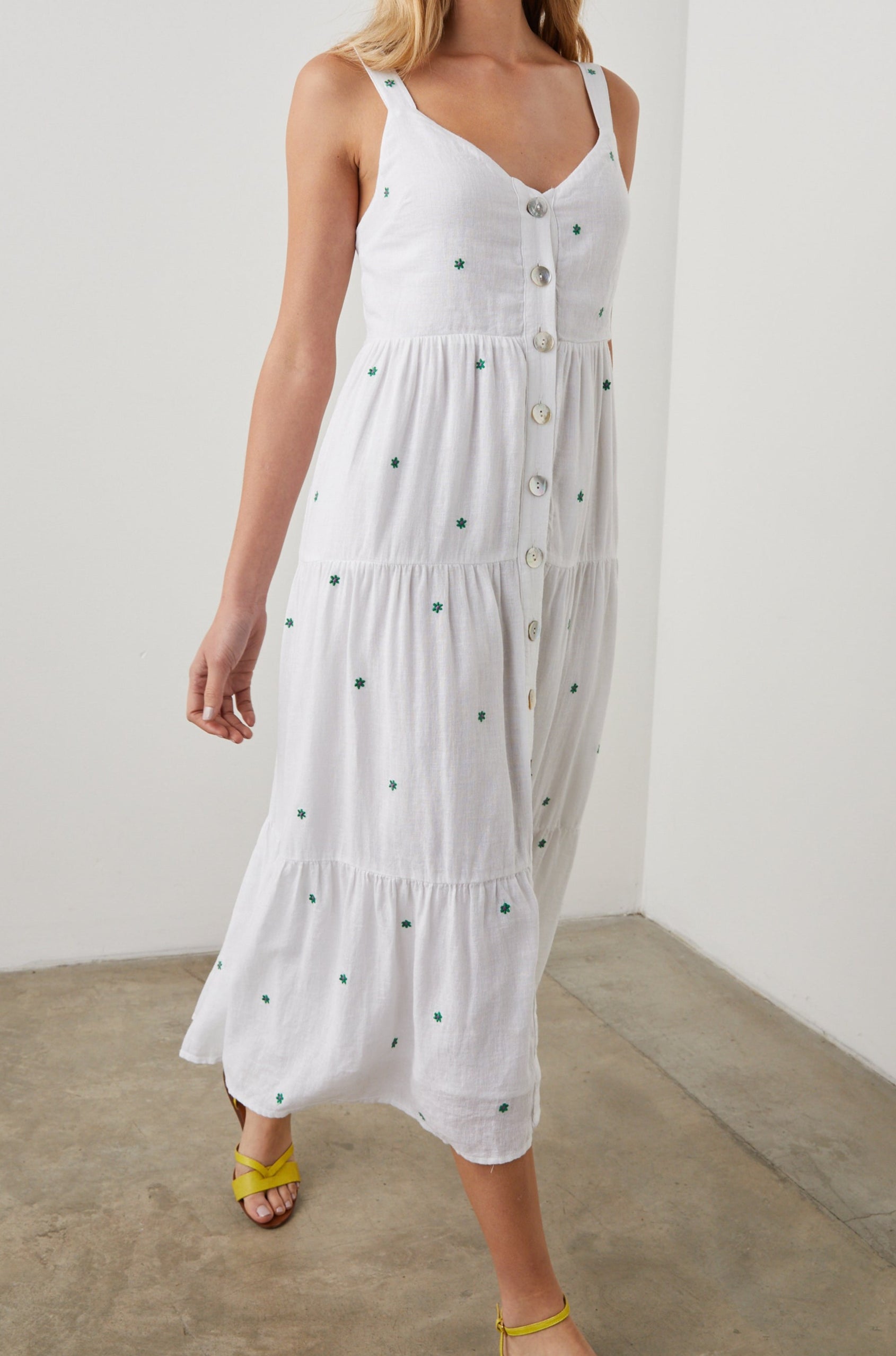 VIOLET DRESS GREEN DAISY EMBROIDERY - SIDE BODY