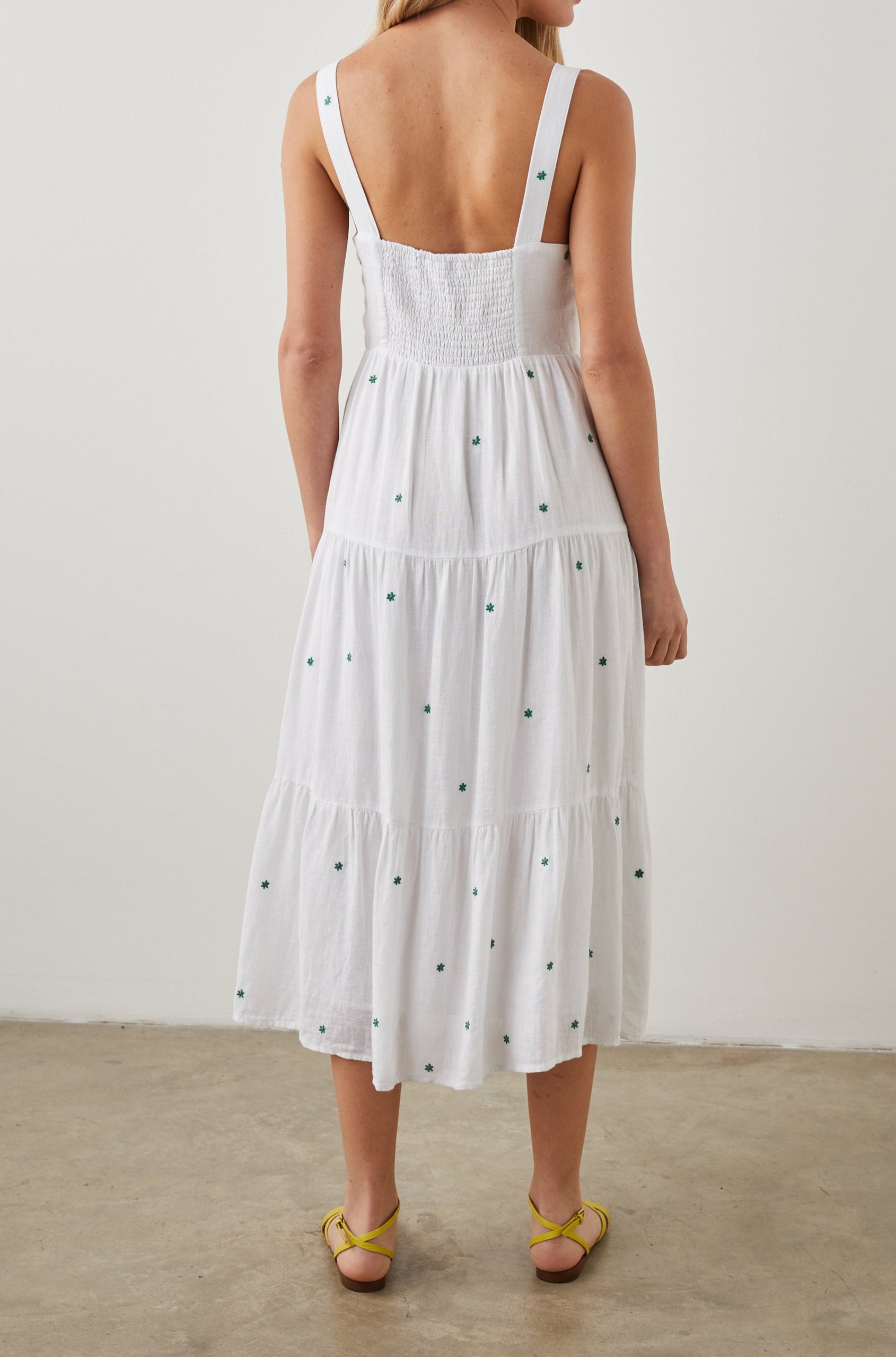 VIOLET DRESS GREEN DAISY EMBROIDERY - BACK BODY