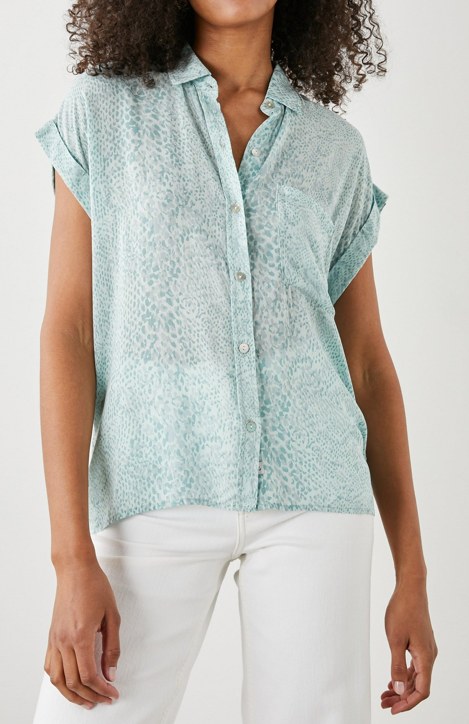 WHITNEY SHIRT MINT BOA - FRONT UNTUCKED 
