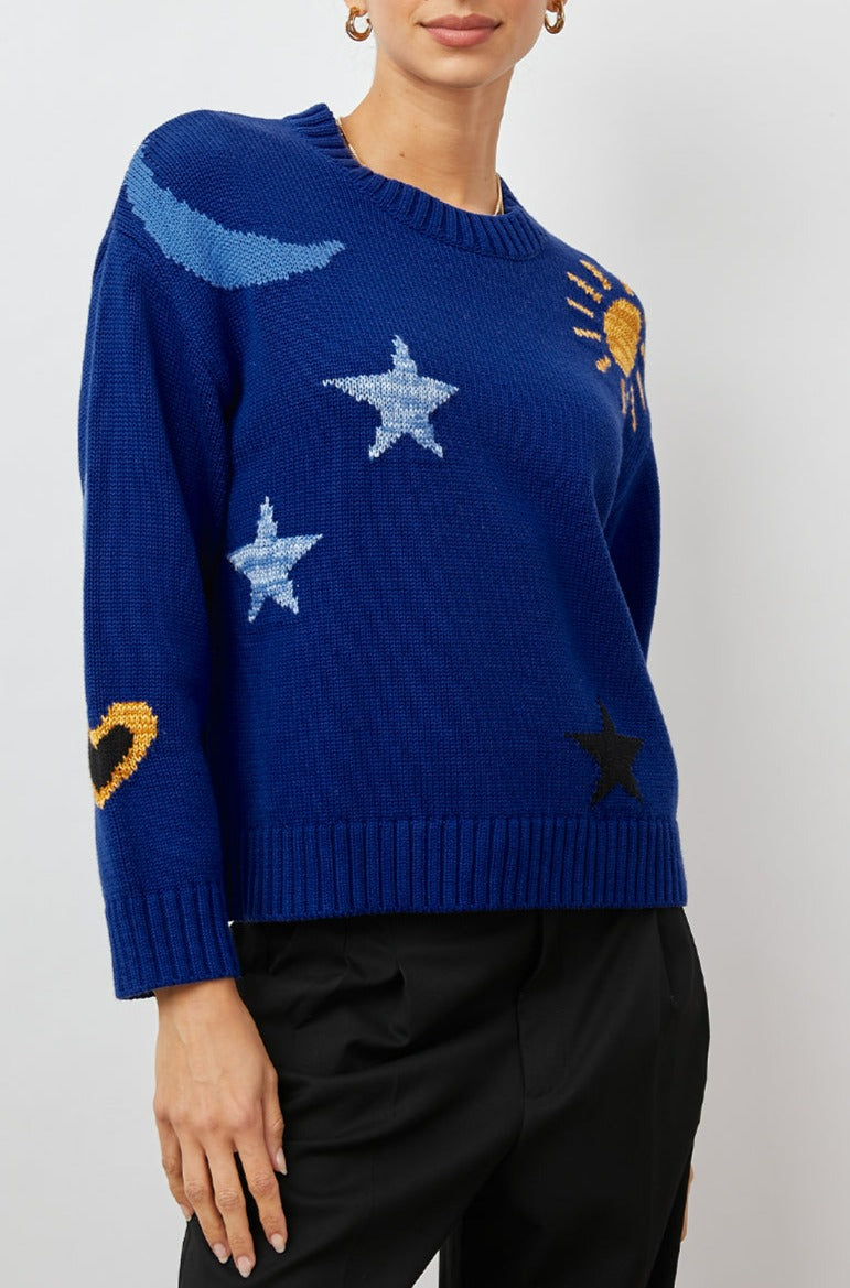 ZOEY COBALT GOLD GALAXY SWEATER-FRONT