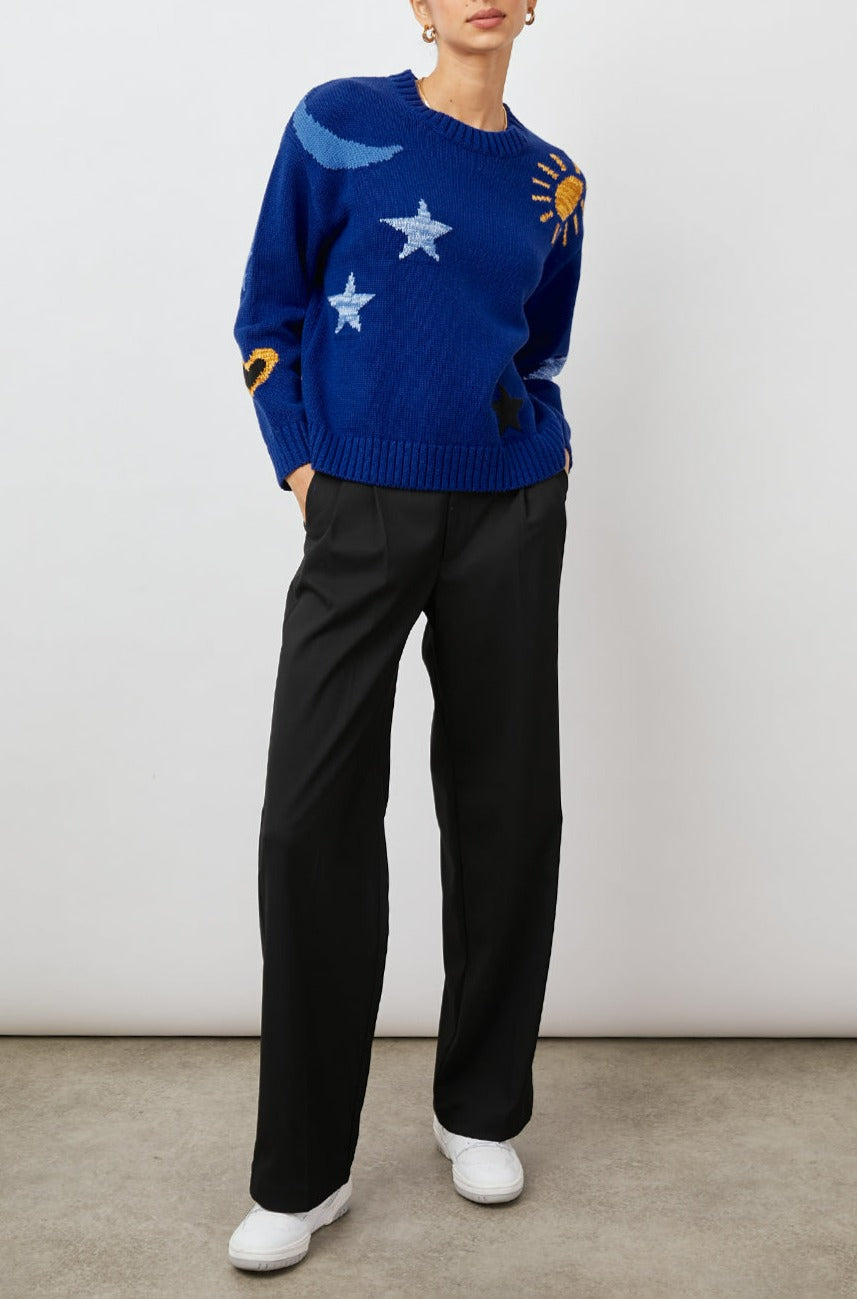 ZOEY COBALT GOLD GALAXY SWEATER-FULL FRONT BODY